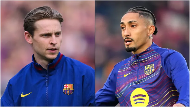 Frenkie De Jong and Raphinha of FC Barcelona.