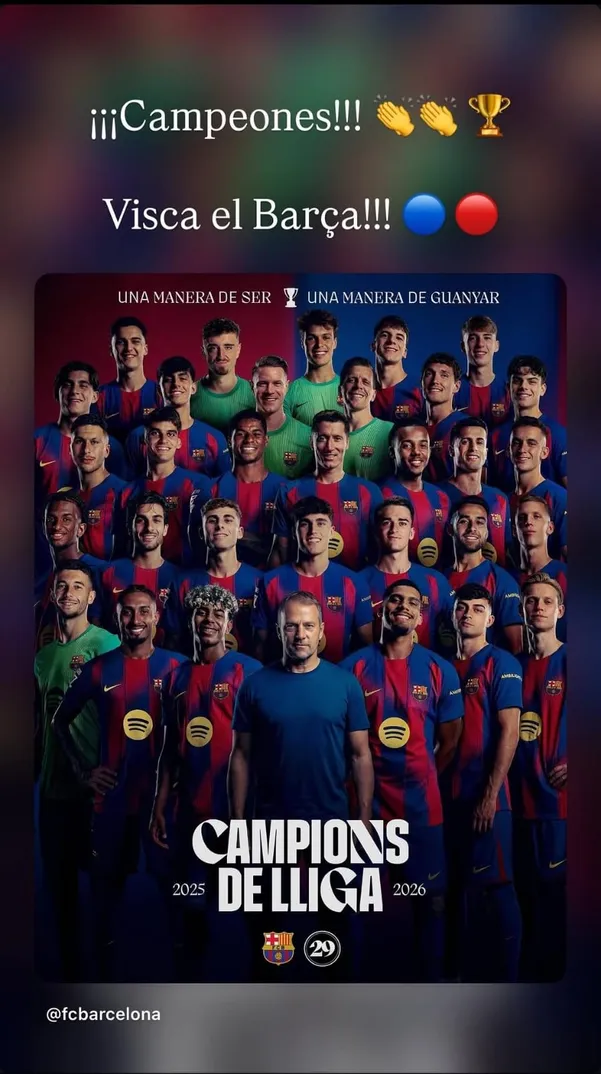Lionel Messi's post celebrating FC Barcelona's title.