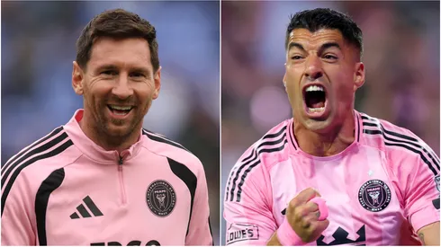 Lionel Messi #10 and Luis Suárez #9 of Inter Miami CF.