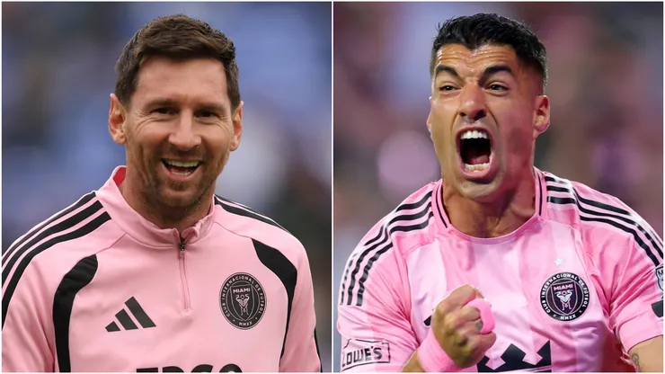 Lionel Messi #10 and Luis Suárez #9 of Inter Miami CF.
