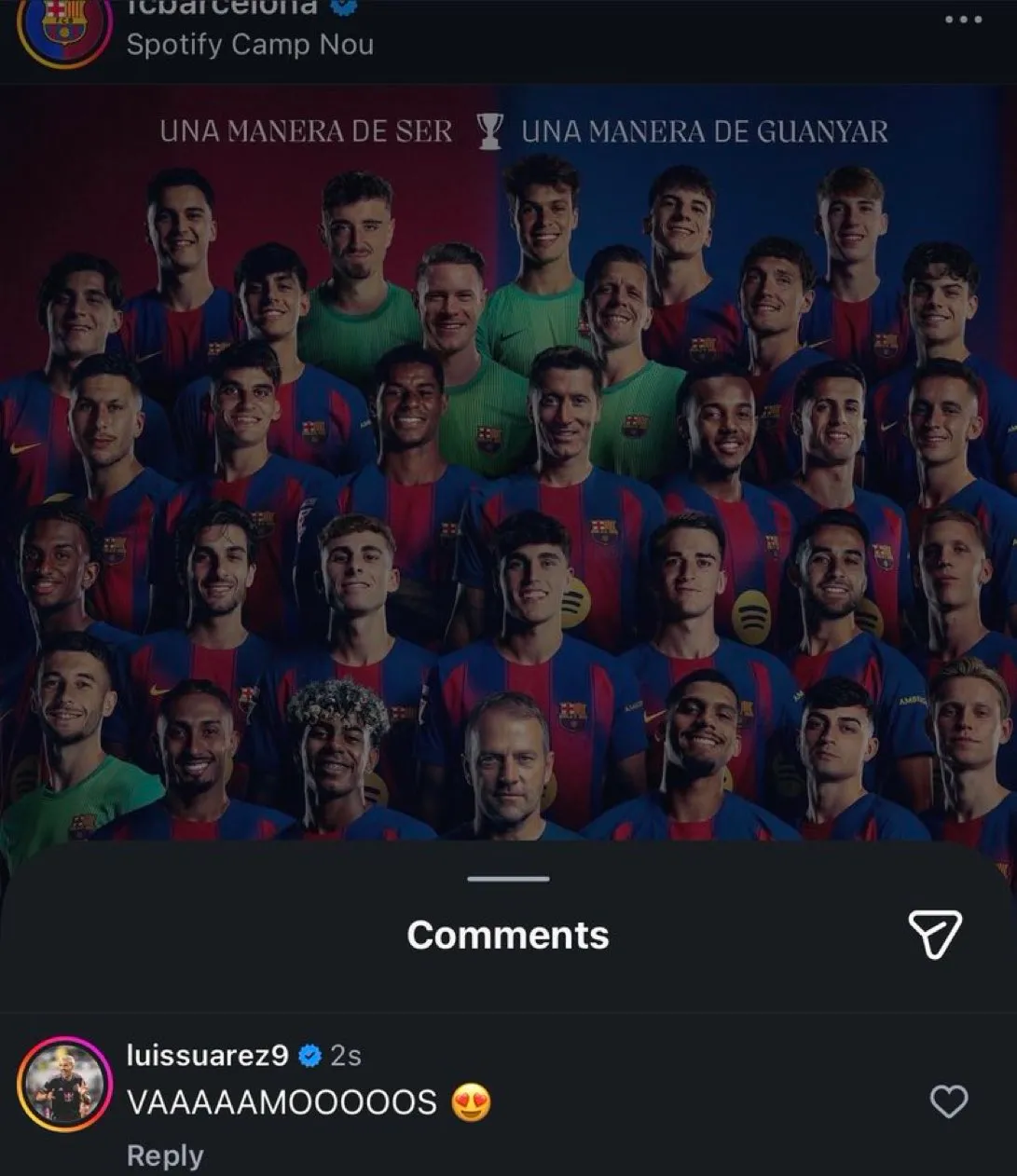 Luis Suarez's celebration comment.