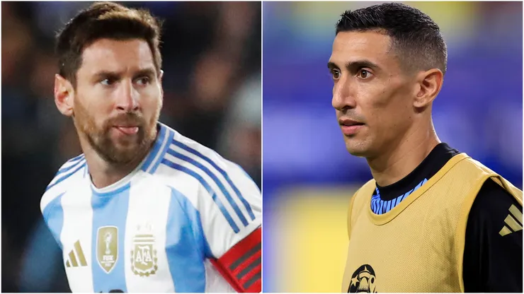 Lionel Messi and Angel Di Maria of Argentina.