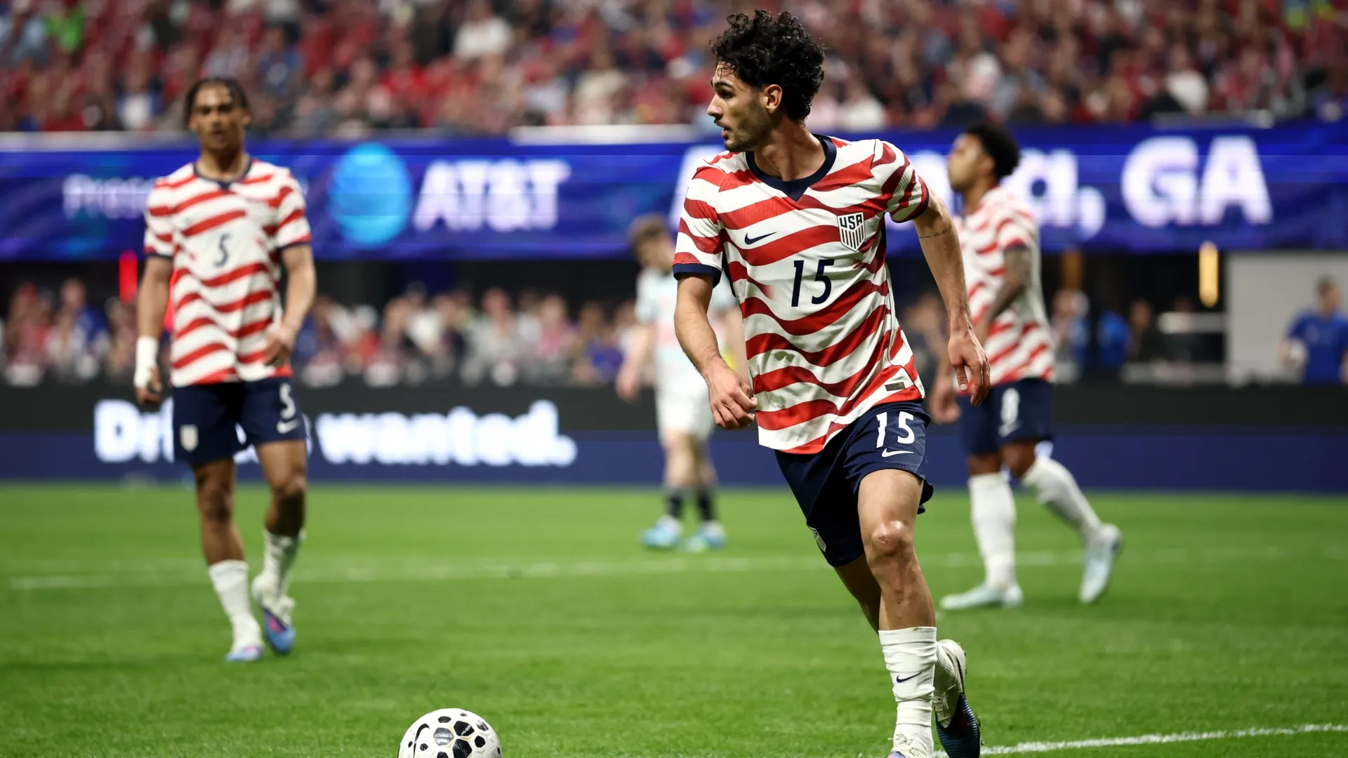 Johnny Cardoso #15 of the United States against Belgium.
