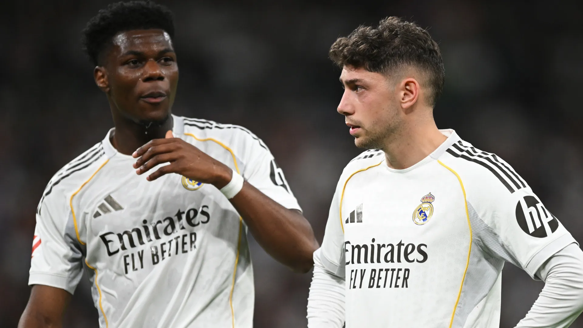 Aurelien Tchouameni and Federico Valverde of Real Madrid.