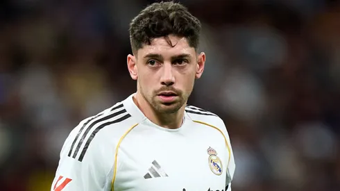 Federico Valverde of Real Madrid looks on during the LaLiga EA Sports match.