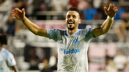 Felipe Martins celebrates after DC United’s win over Inter Miami in May, 2021.