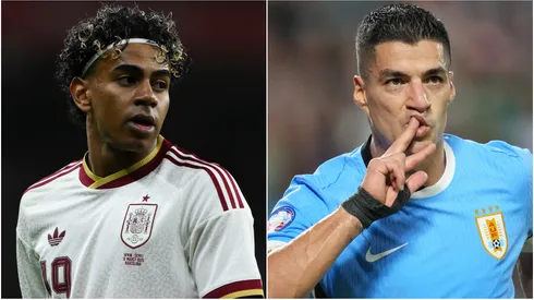 Lamine Yamal (left) and Luis Suarez (right)