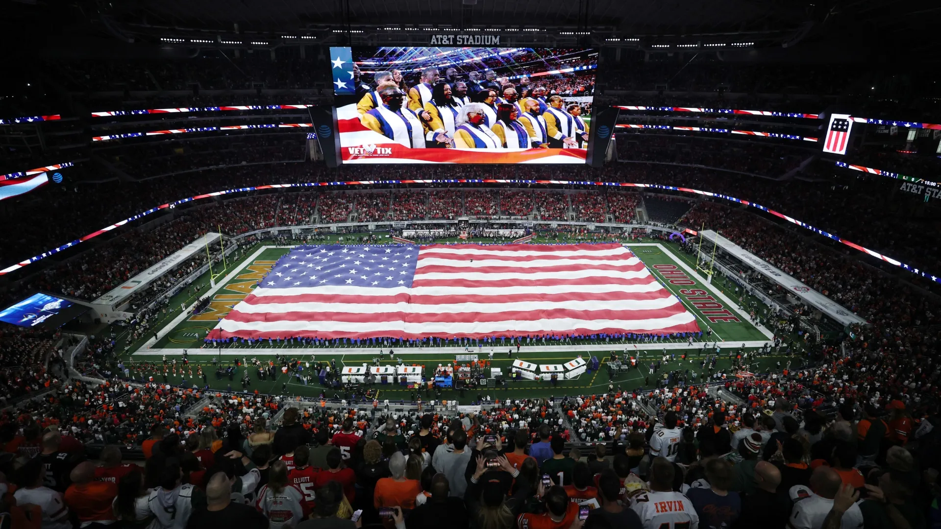 A general view inside the AT&amp;T Stadium in Dallas.