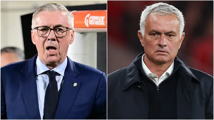 Carlo Ancelotti, Head Coach of Brazil and Jose Mourinho, Head Coach of Benfica.