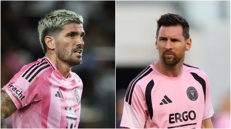 Rodrigo De Paul (L) #7 and Lionel Messi (R) #10 of Inter Miami CF.