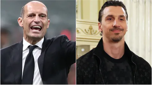 AC Milan coach Massimiliano Allegri and Zlatan Ibrahimovic.