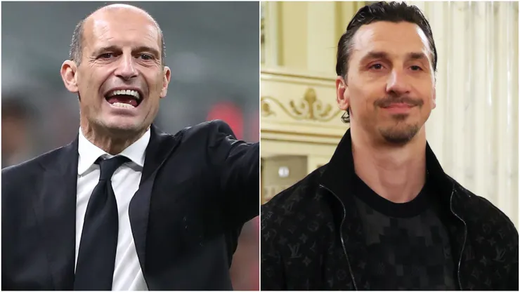 AC Milan coach Massimiliano Allegri and Zlatan Ibrahimovic.
