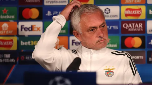 Benfica Head Coach José Mourinho speaks to the media