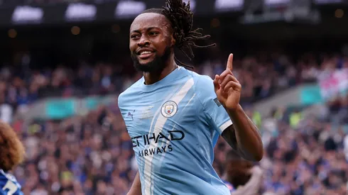 Antoine Semenyo of Manchester City celebrates scoring