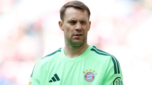 Manuel Neuer of FC Bayern München looks on during the Bundesliga match.