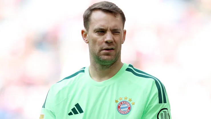 Manuel Neuer of FC Bayern München looks on during the Bundesliga match.