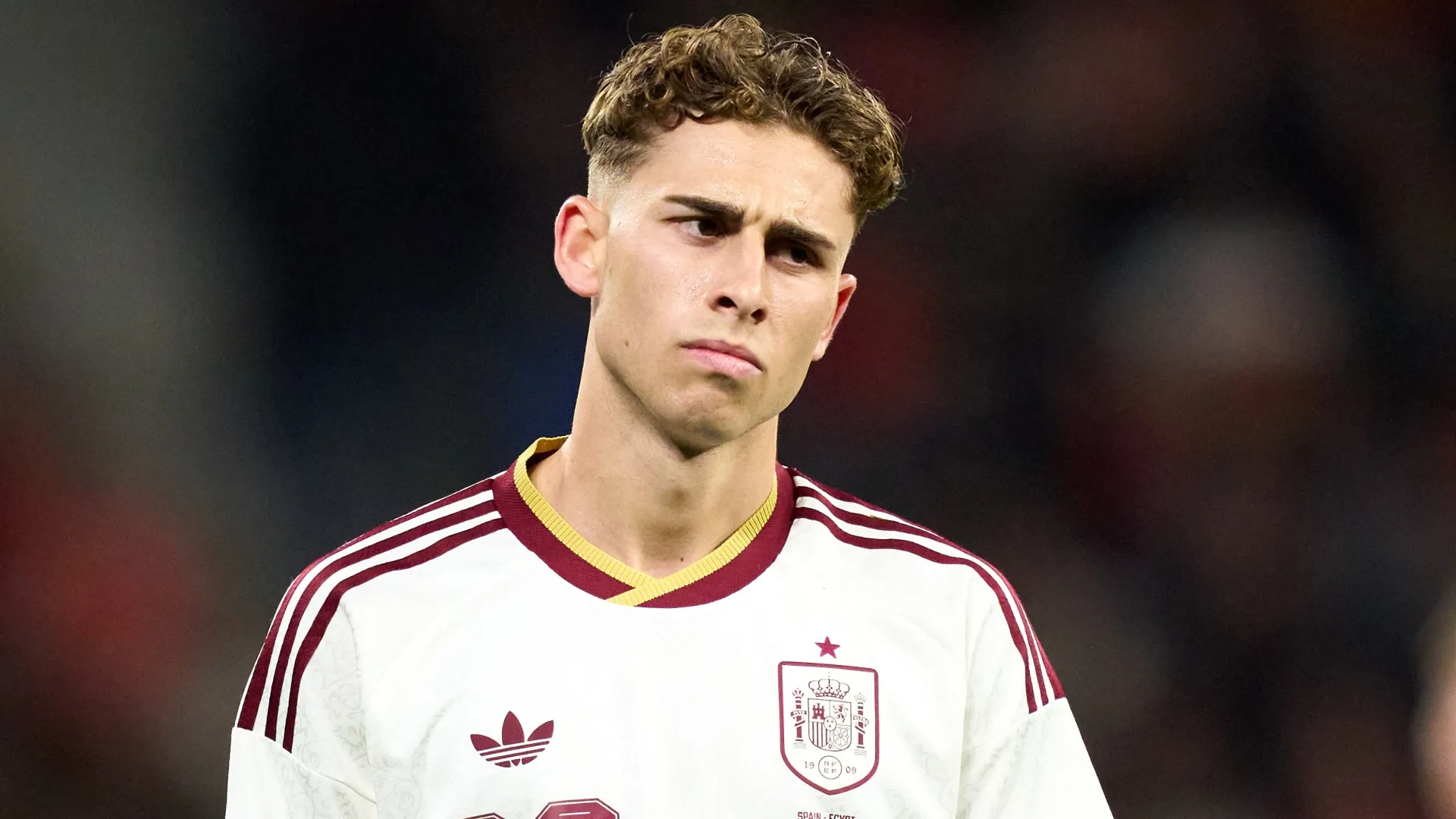 Fermin Lopez of Spain looks on during an international friendly match.