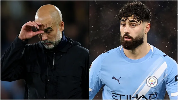 Pep Guardiola, Manager of Manchester City and Josko Gvardiol.