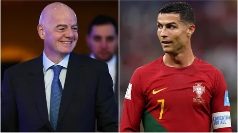 FIFA President Gianni Infantino and Cristiano Ronaldo of Portugal.