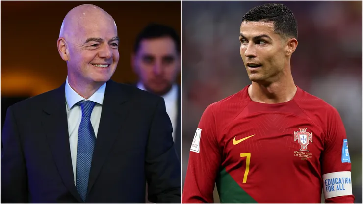 FIFA President Gianni Infantino and Cristiano Ronaldo of Portugal.