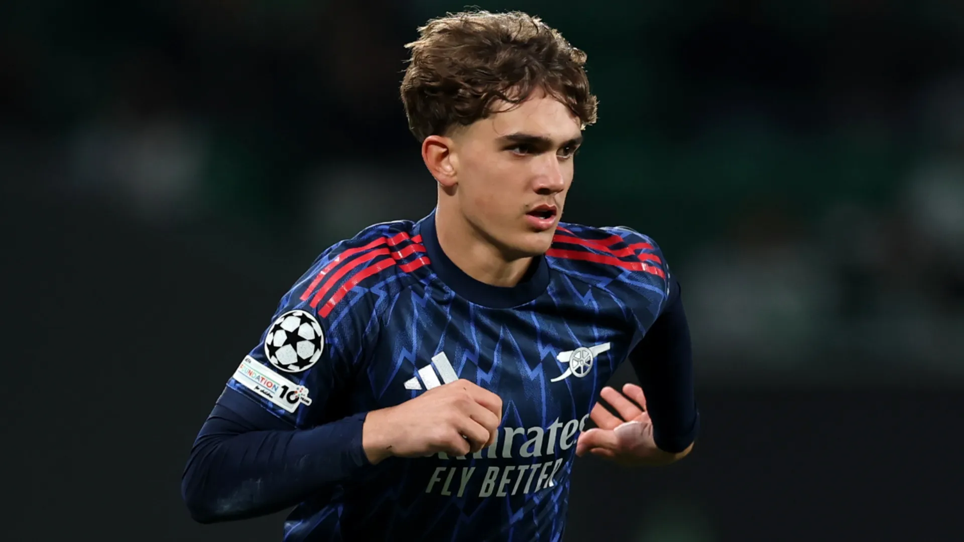 Max Dowman of Arsenal runs with the ball during the UEFA Champions League 2025/26.