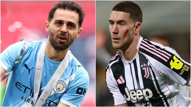 Bernardo Silva of Manchester City and Dusan Vlahovic of Juventus.