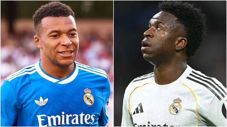 Real Madrid stars Kylian Mbappé and Vinicius Jr.