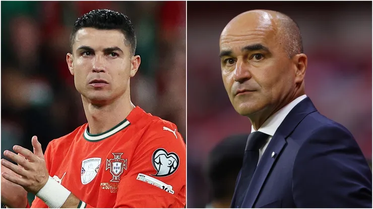 Cristiano Ronaldo (L) and Roberto Martinez (R) of Portugal.
