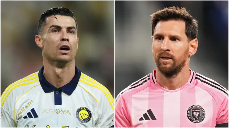 Cristiano Ronaldo (L) of Al Nassr and Lionel Messi (R) #10 of Inter Miami.