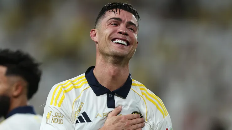 Cristiano Ronaldo of Al Nassr celebrates after scoring a brace.
