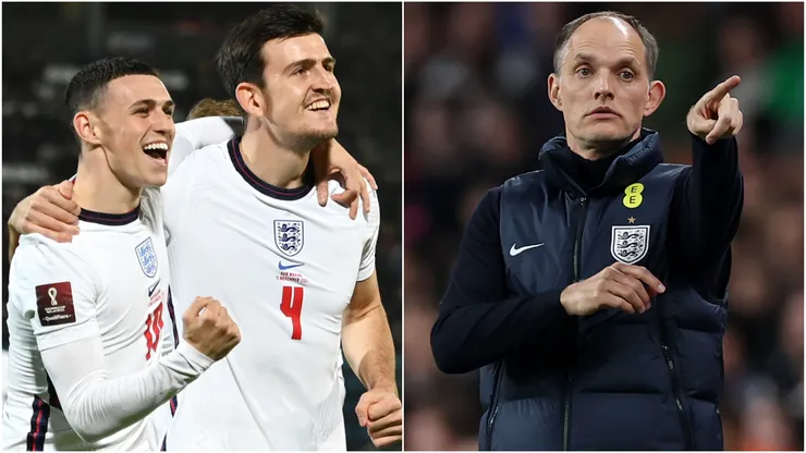 Phil Foden, Harry Maguire (left), and Thomas Tuchel (right)
