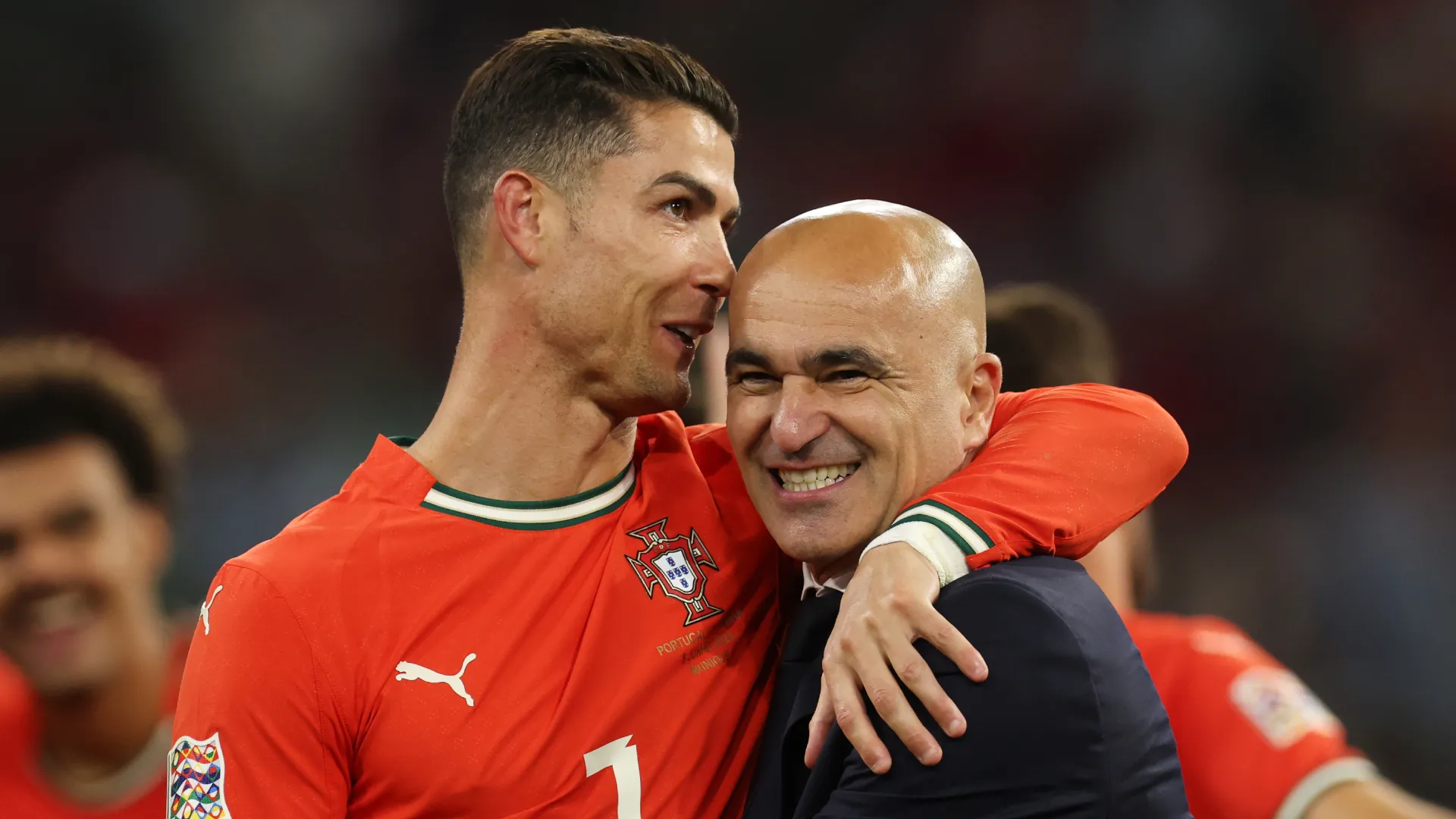 Cristiano Ronaldo and Roberto Martinez of Portugal.