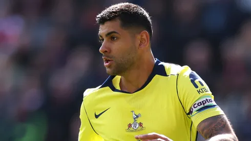 Cristian Romero of Tottenham Hotspur in action during the Premier League match.