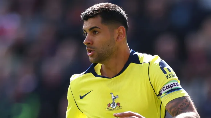 Cristian Romero of Tottenham Hotspur in action during the Premier League match.