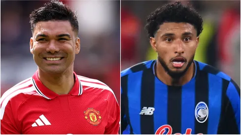 Casemiro of Manchester United and Éderson of Atalanta BC.