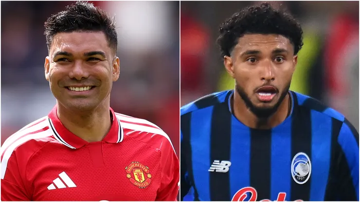 Casemiro of Manchester United and Éderson of Atalanta BC.
