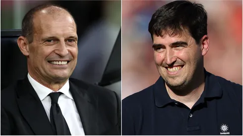 Massimiliano Allegri, Head Coach of AC Milan and Andoni Iraola, Manager of AFC Bournemouth.