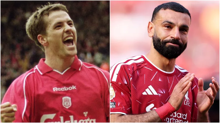 Liverpool legends Michael Owen and Mohamed Salah.