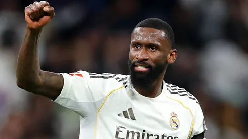 Antonio Ruediger of Real Madrid celebrates after the team's victory in the LaLiga EA Sports match.
