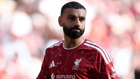Mo Salah of Liverpool looks on during the Premier League match.