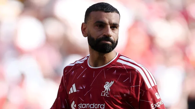 Mo Salah of Liverpool looks on during the Premier League match.