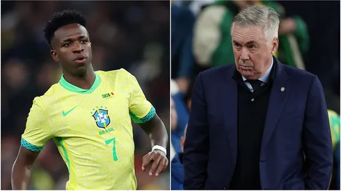 Brazil winger Vinicius and head coach Carlo Ancelotti.