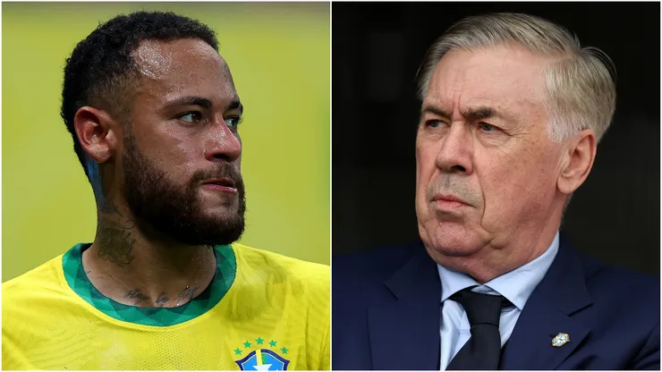 Neymar Junior and Carlo Ancelotti of Brazil.