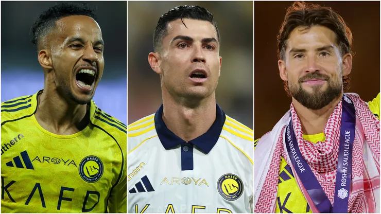 Abdulrahman Ghareeb (left), Cristiano Ronaldo (center), and Inigo Martinez (right)