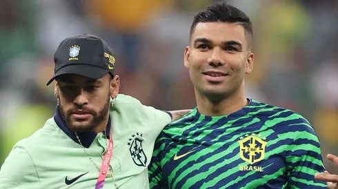 Neymar and Casemiro of Brazil