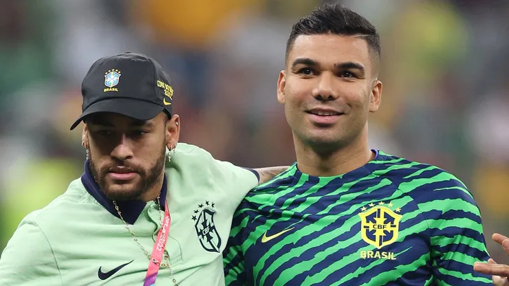 Neymar and Casemiro of Brazil