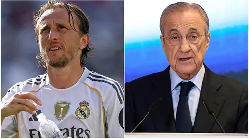 Luka Modric and Real Madrid president Florentino Perez.