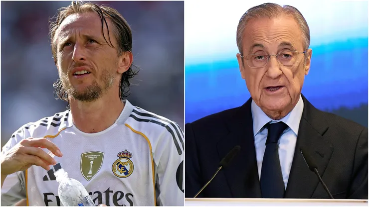 Luka Modric and Real Madrid president Florentino Perez.