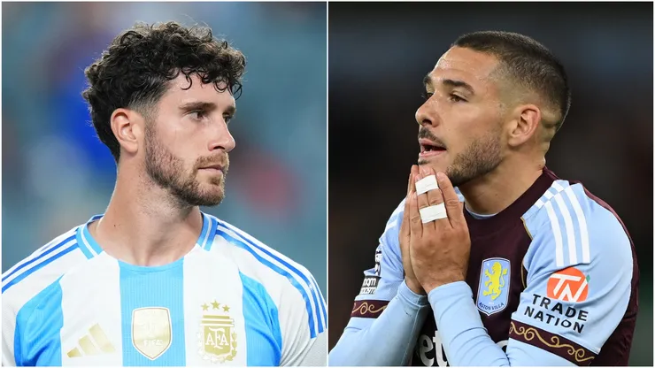 Marcos Senesi of Argentina and Emiliano Buendia of Aston Villa.