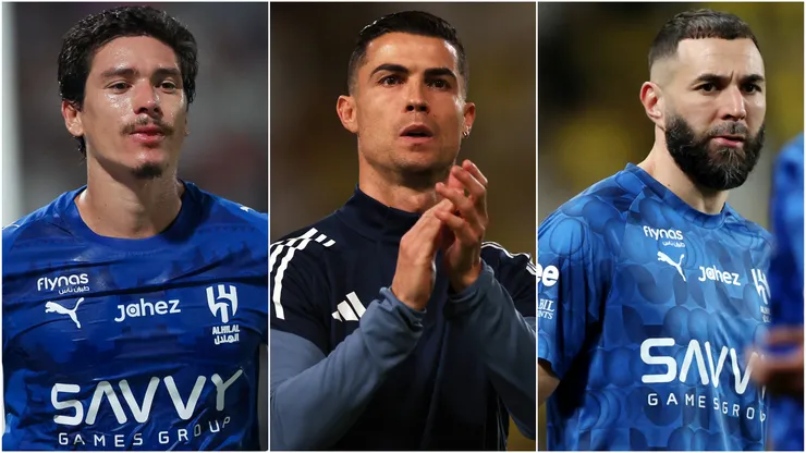 Darwin Nunez (left), Cristiano Ronaldo (center), and Karim Benzema (right)